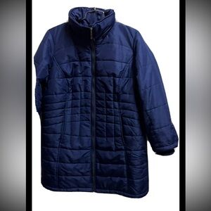 Susan Graver women’s size 1X blue zipup pockets quilted winter Jacket! No hood.